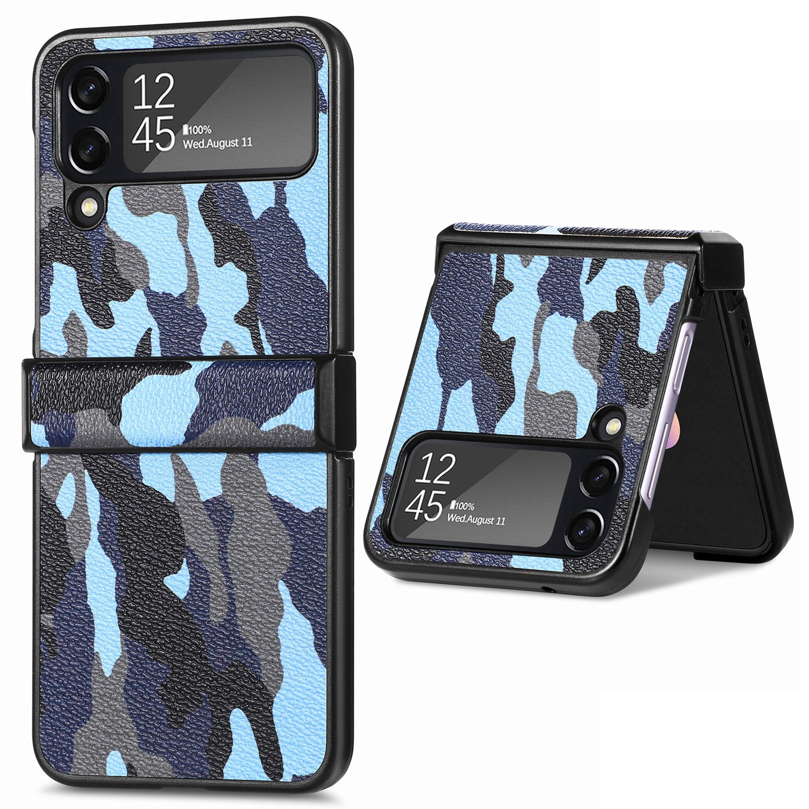 For Samsung Galaxy Z Flip4 5G Camouflage Pattern Phone Case PU Leather Coated PC Anti-scratch Cover For Samsung Galaxy Z Flip4 5G Camouflage Pattern Phone Case PU Leather Coated PC Anti-scratch Cover